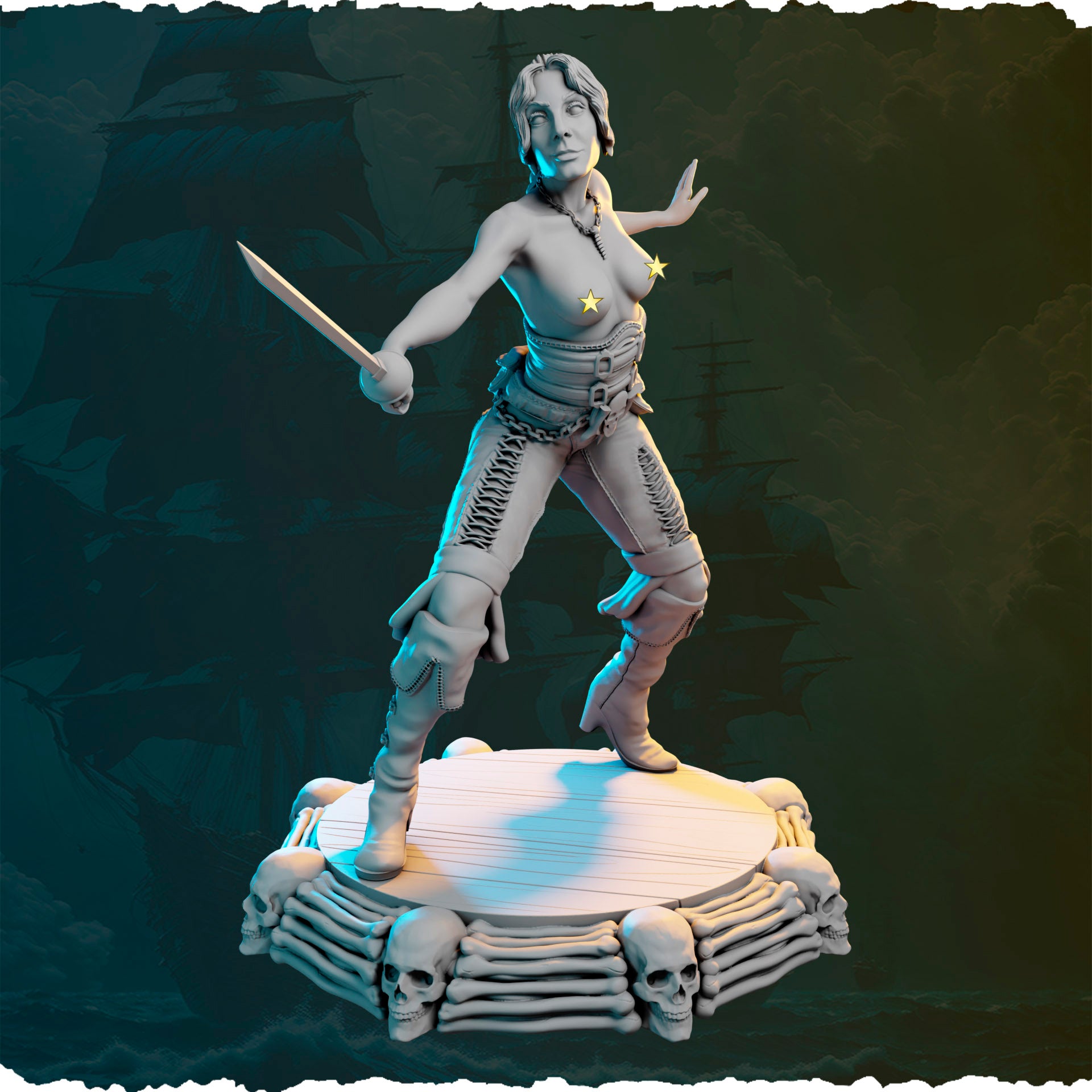 Figurka pirackiej wojowniczki 32mm / 75mm