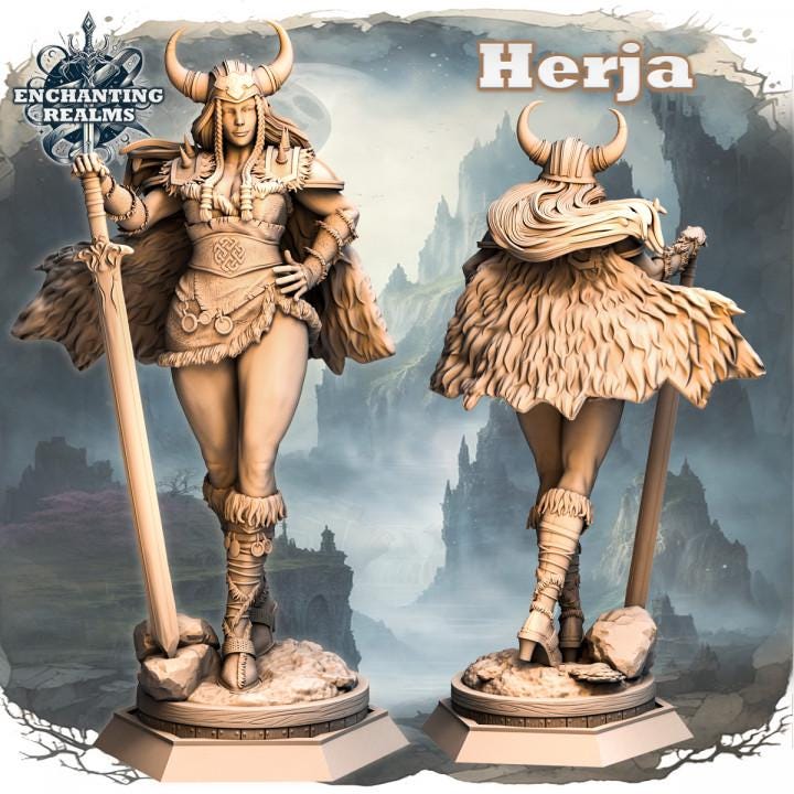 Figurka Herja – nordycka wojowniczka z Enchanting Realms 180 mm, widok z przodu