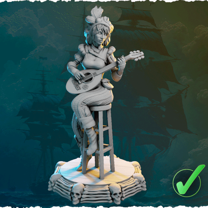 Figurka pirackiej bardki 32mm / 75mm