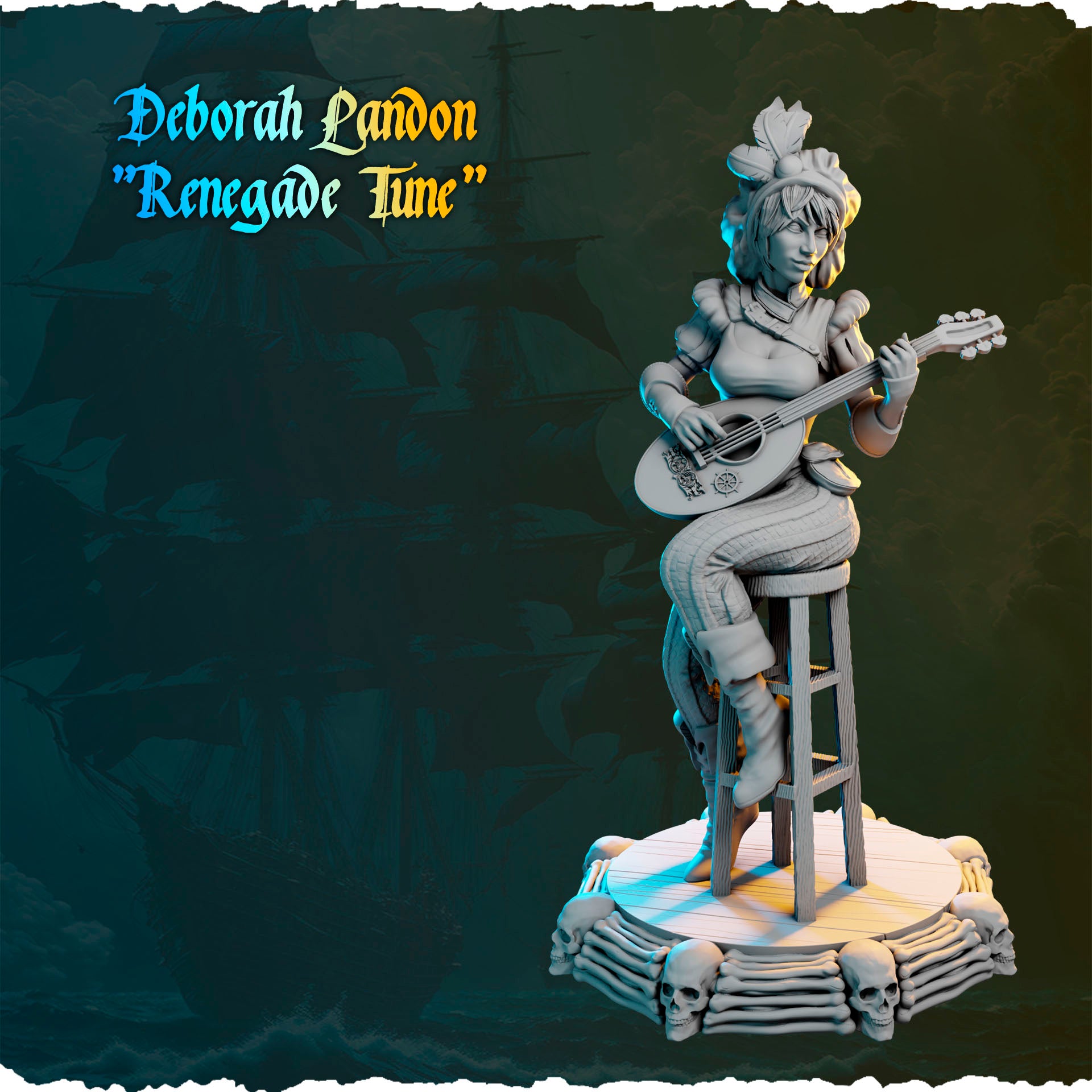 Figurka pirackiej bardki 32mm / 75mm