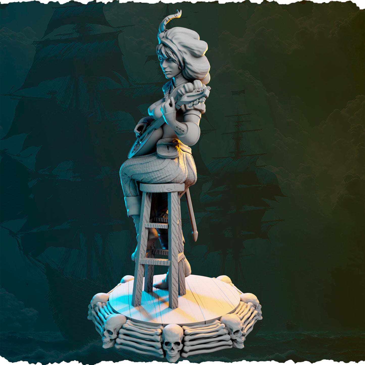 Figurka pirackiej bardki 32mm / 75mm