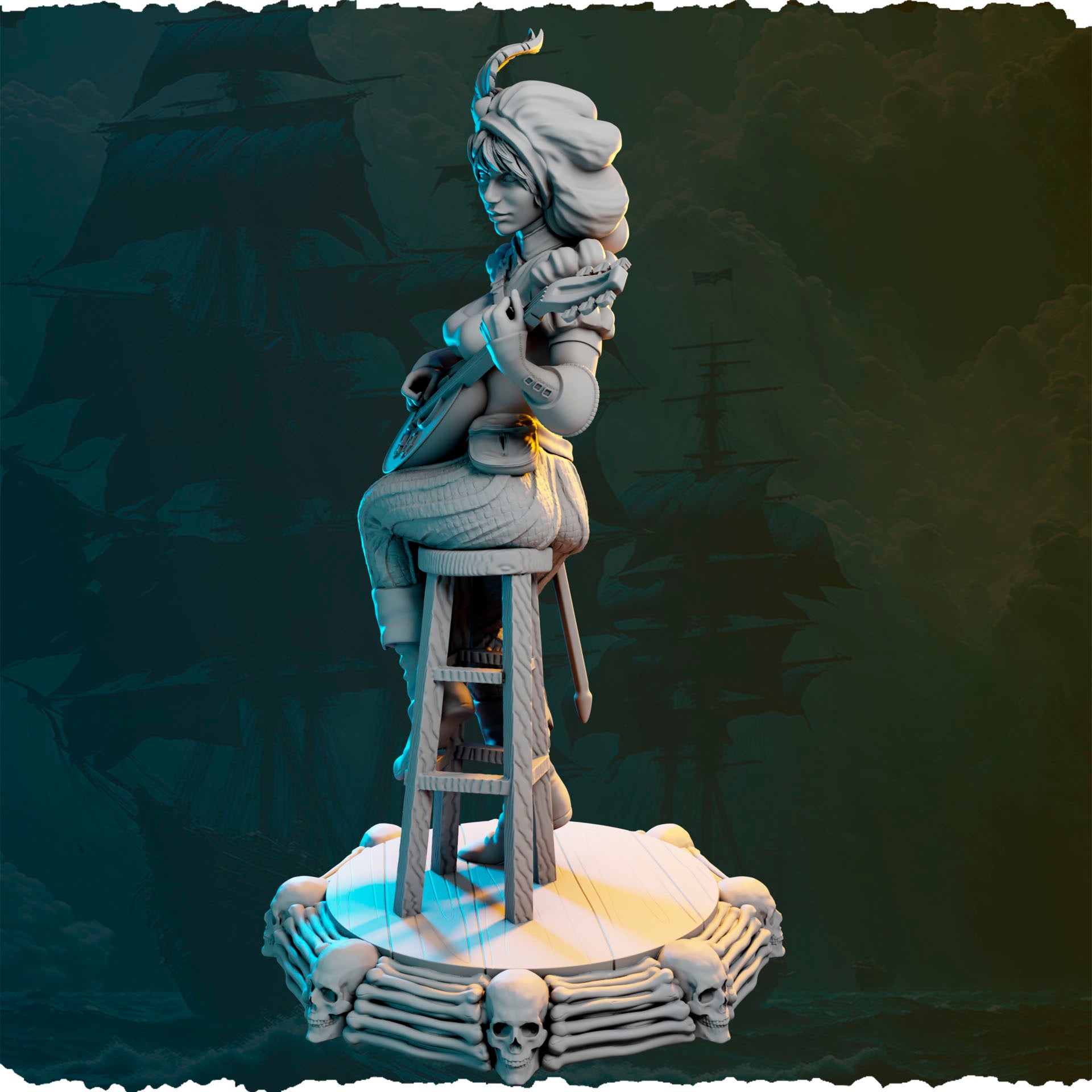 Figurka pirackiej bardki 32mm / 75mm