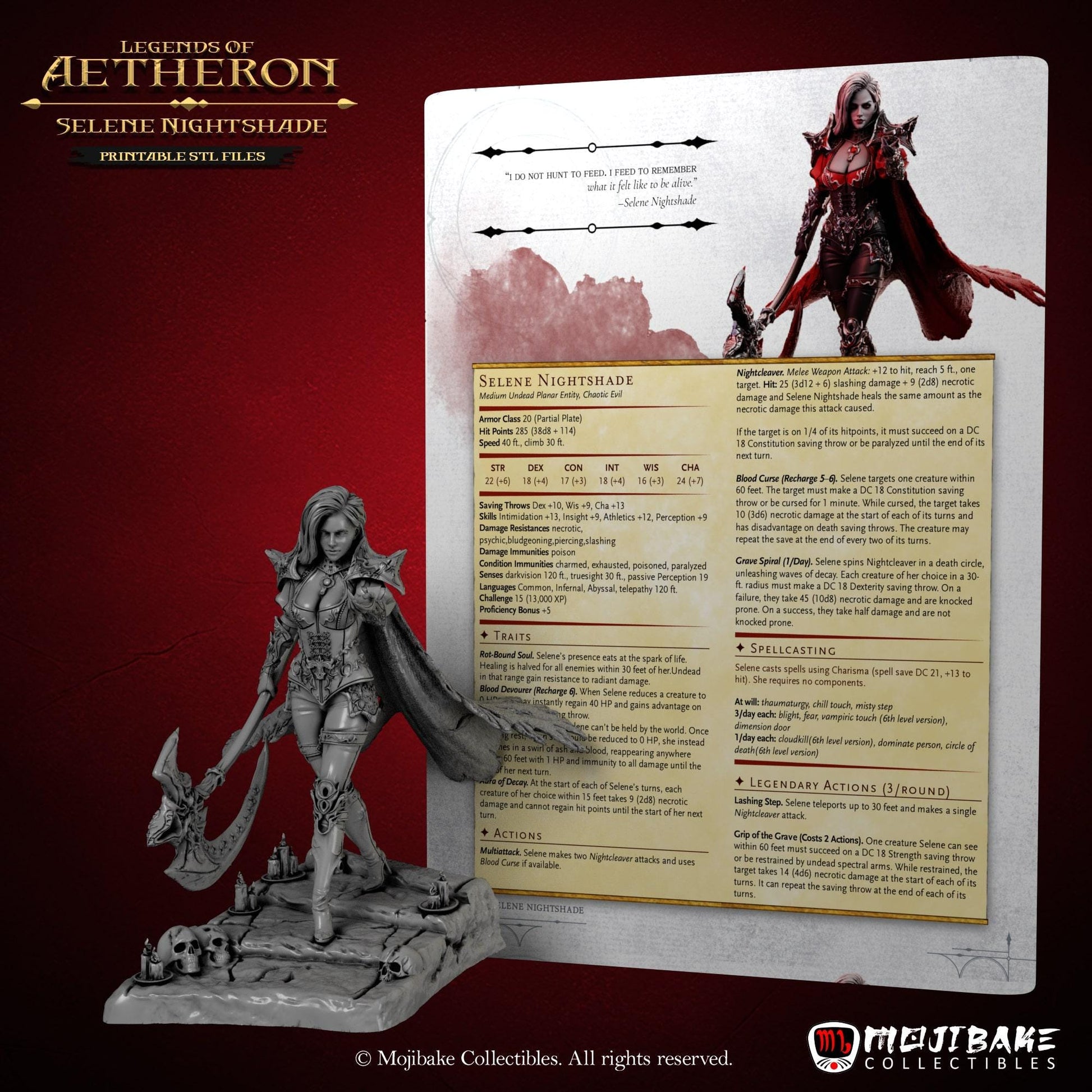 Selene Nightshade 75mm – dark fantasy collectible miniature