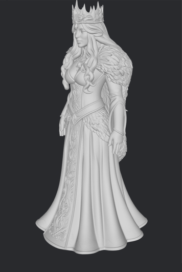 Bogini Frigg w królewskiej sukni – surowa figurka 3D