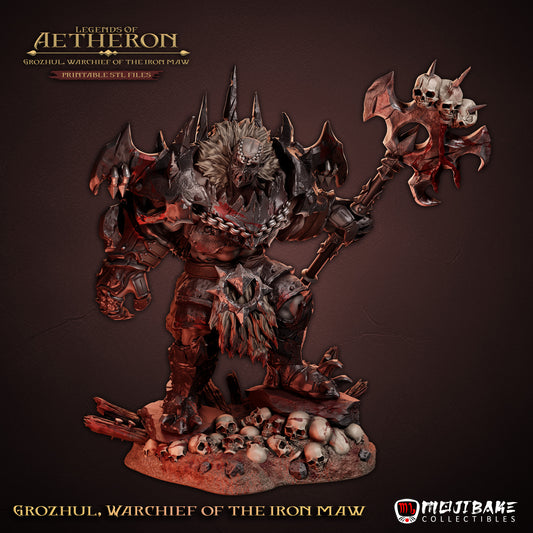 Grozhul – figurka 3D wojownika chaosu w zbroi z czaszkami