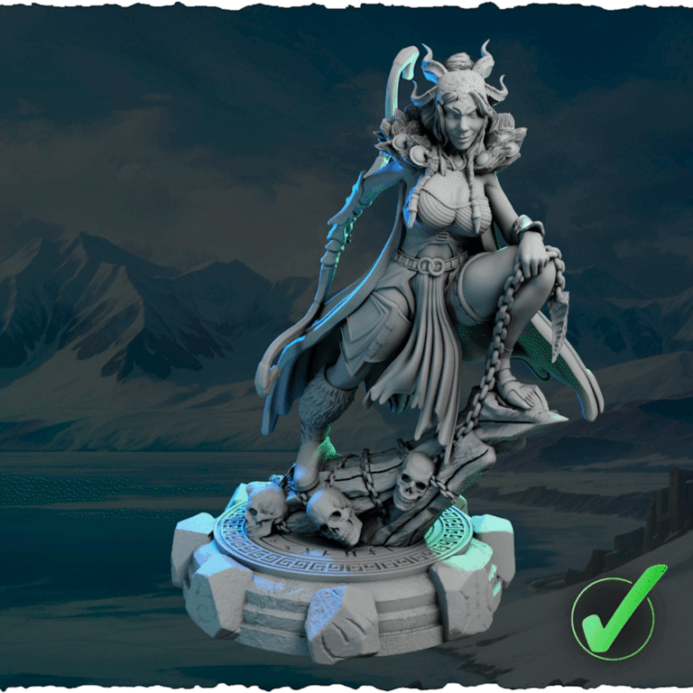 Północna Władczyni z Rogami — podstawka z czaszkami i łańcuchami