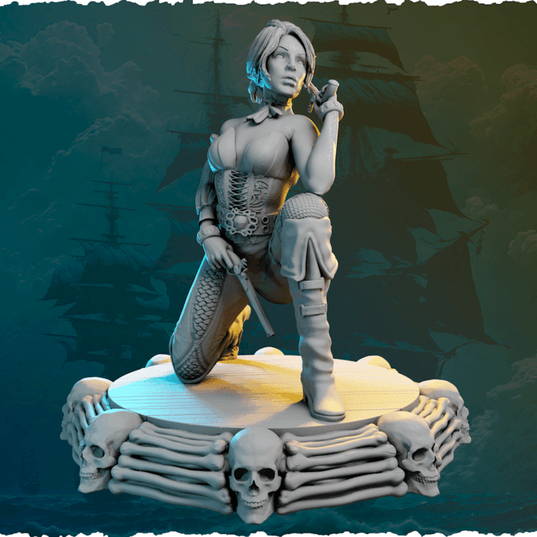 Piracka zwiadowczyni z pistoletem figurka fantasy od Black Bird Miniatures