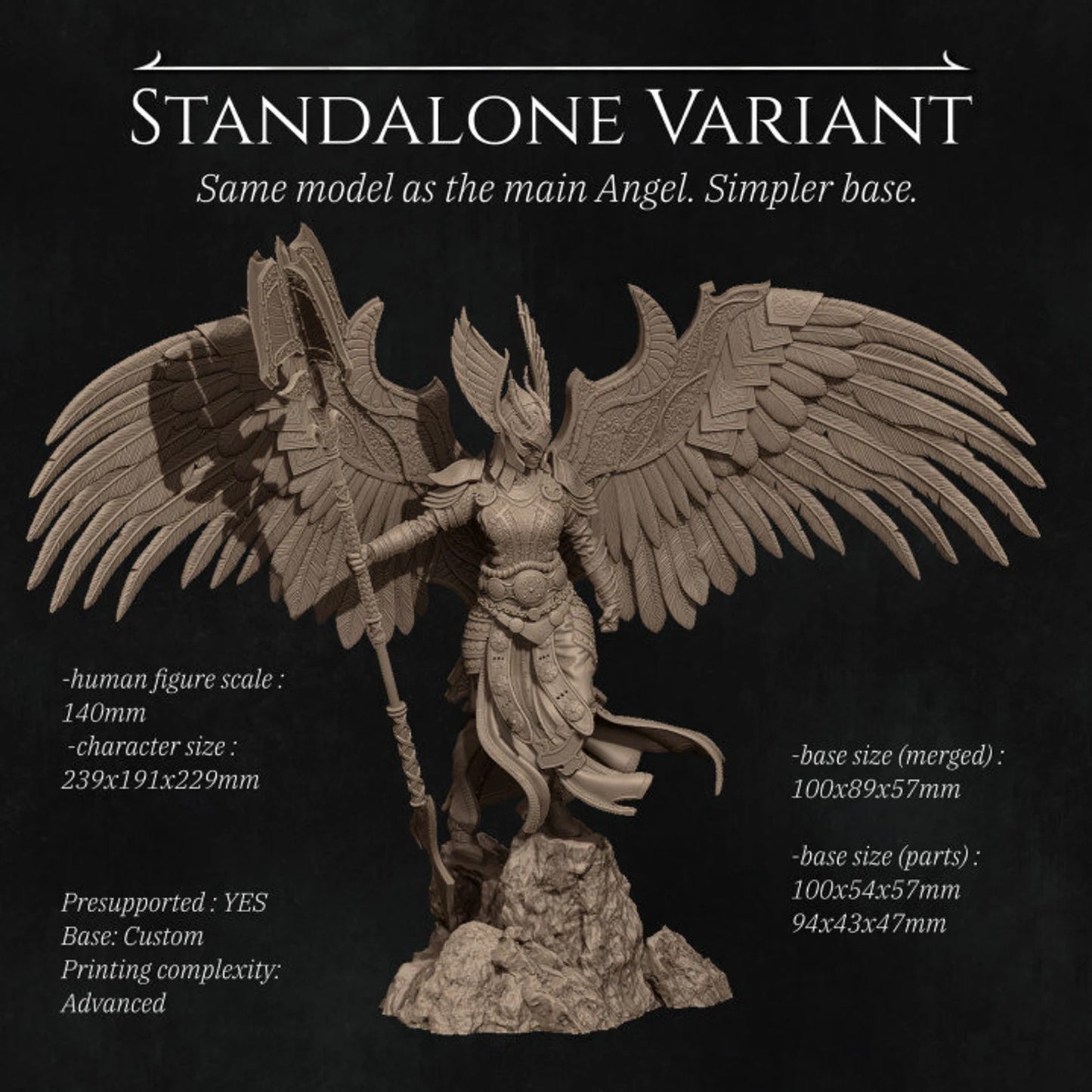 Revna the Angel of Salvation high detail 3D printed resin figurine by Nerikson