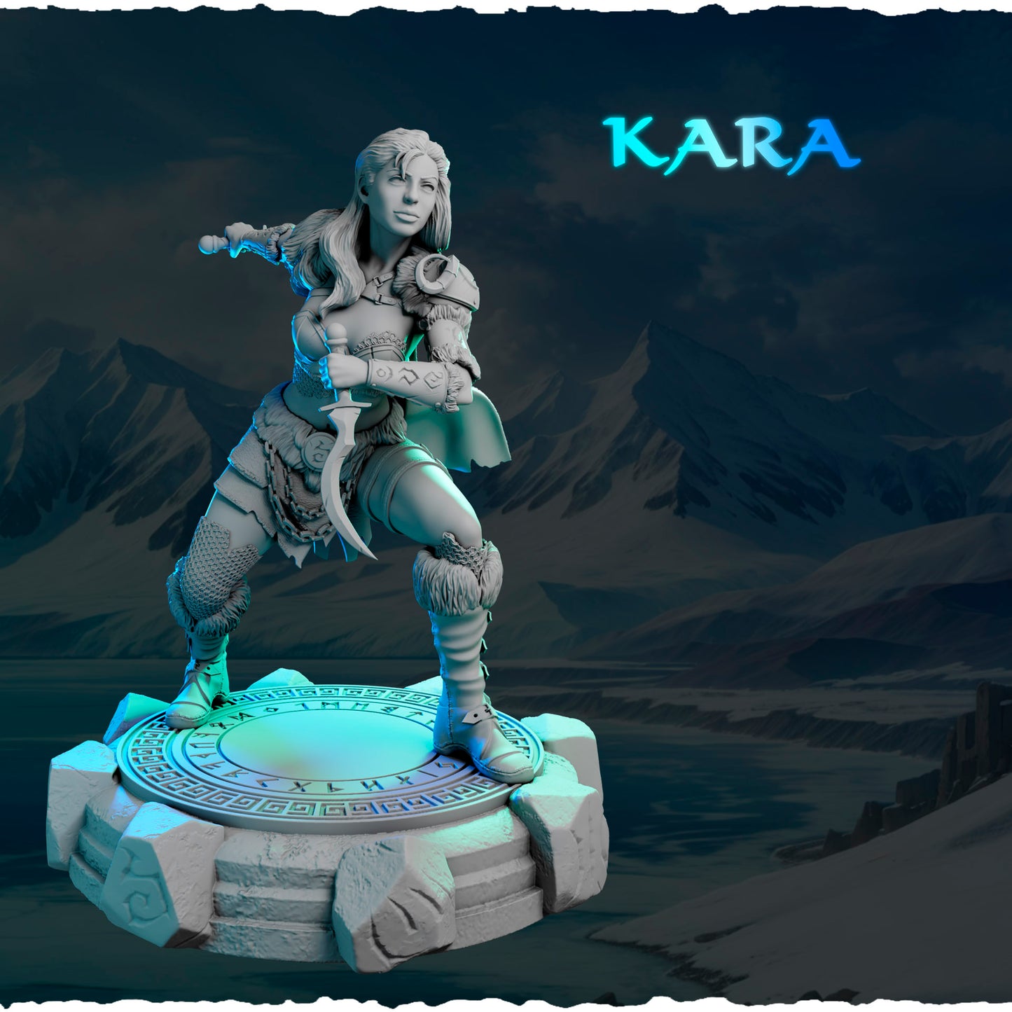 Północna Wojowniczka z Zakrzywionym Ostrzem — runiczna podstawka