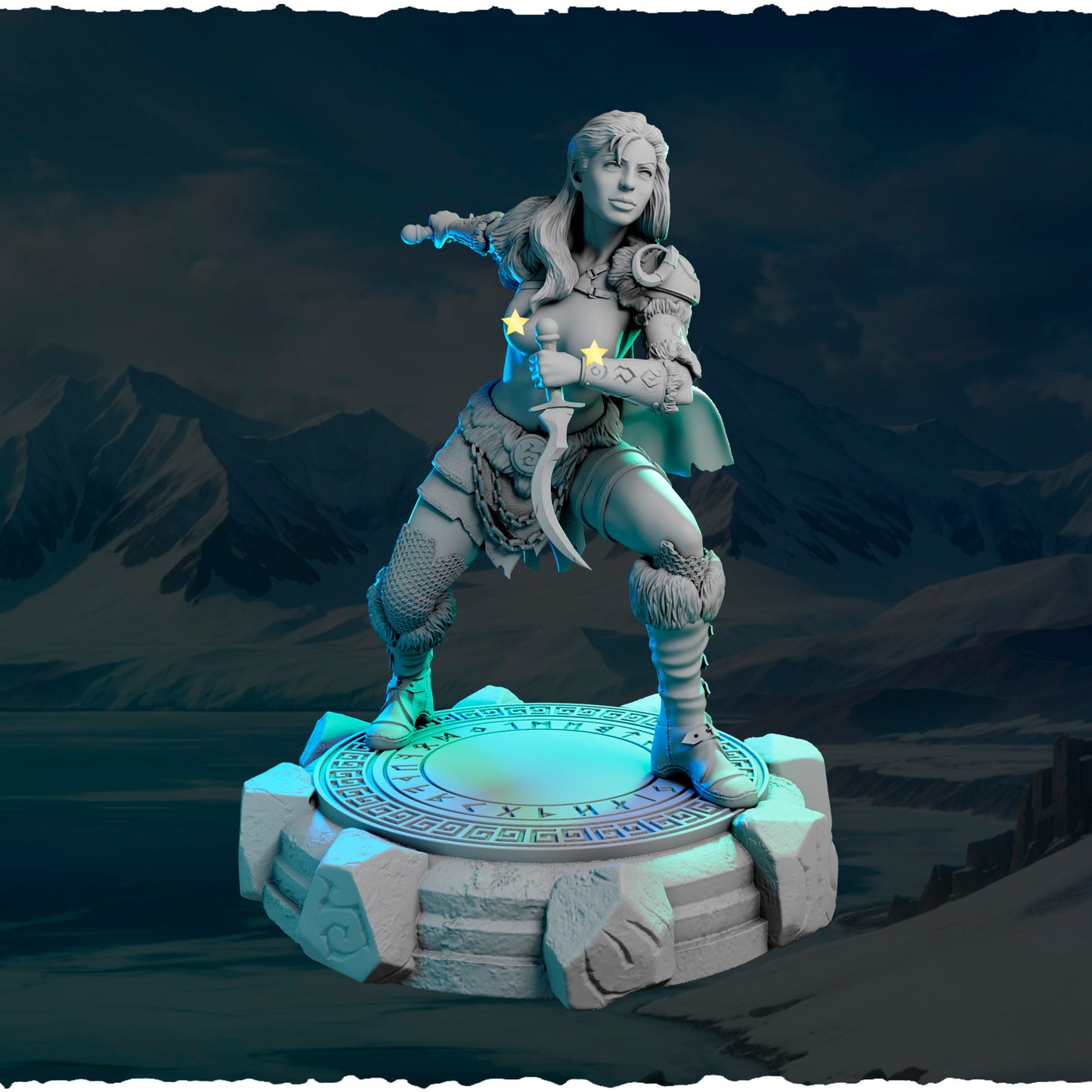 Północna Wojowniczka z Zakrzywionym Ostrzem — runiczna podstawka