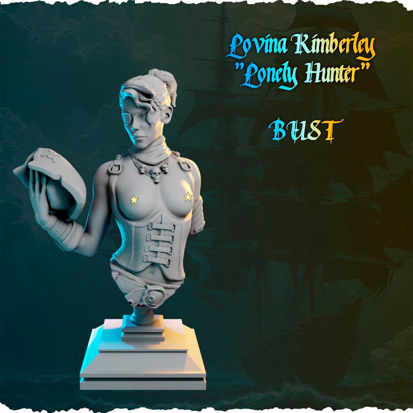 Piracka łowczyni z kuszą i kotem figurka fantasy od Black Bird Miniatures