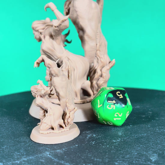 Fantasy female summoner resin sculpture with demon companion SFW and NSFW