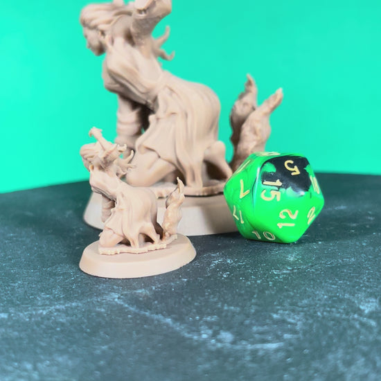 Fantasy female summoner resin sculpture with demon companion SFW and NSFW