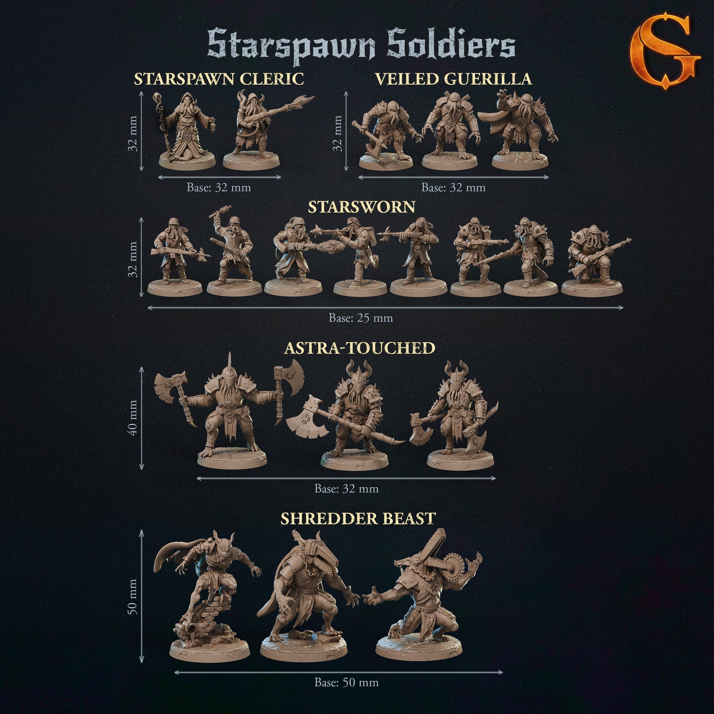 Grimdark-Armee – Megaset (19 Figuren, 5 Einheiten) – SolGood Creations | 16K ABS-ähnlicher Druck