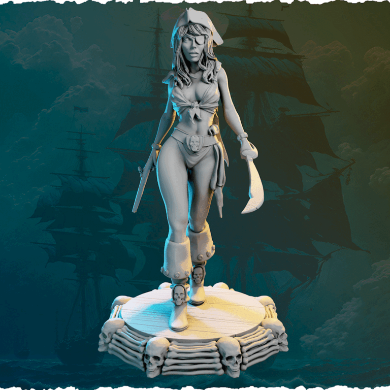 Piracka wojowniczka z szablą i pistoletem figurka 3D od Black Bird Miniatures