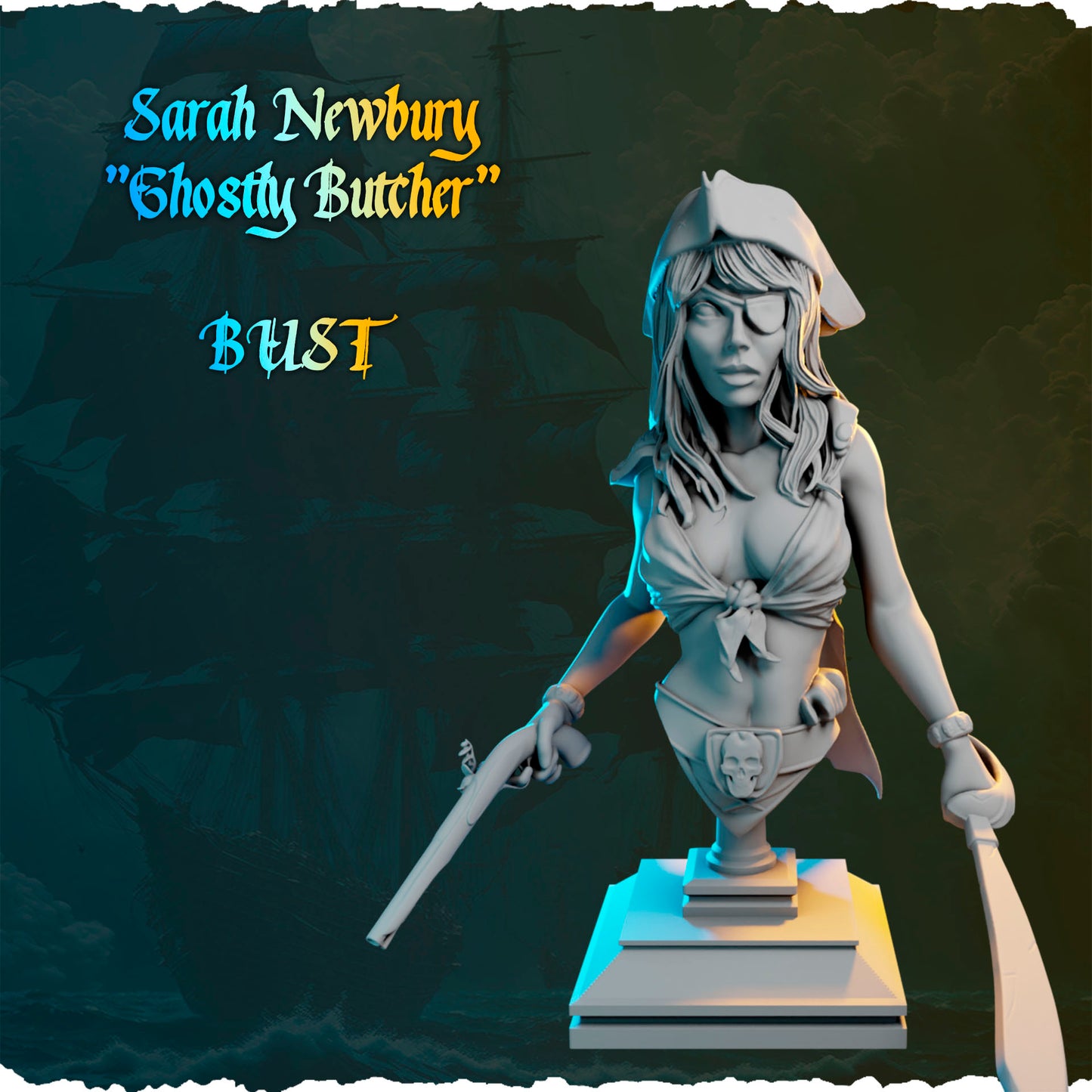 Piracka wojowniczka z szablą i pistoletem figurka 3D od Black Bird Miniatures